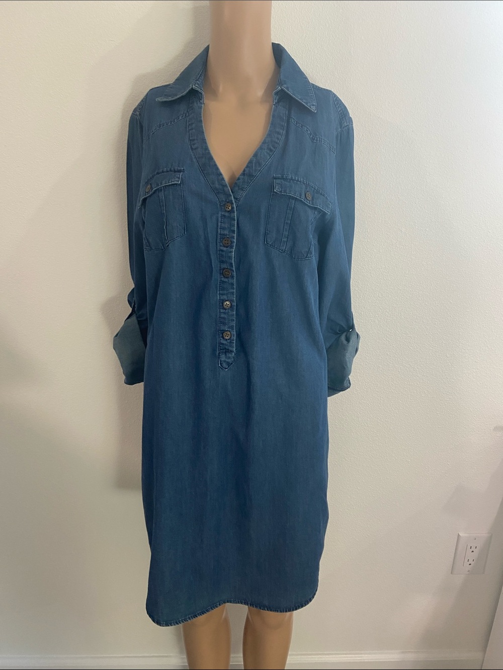 Db established 1962 lightweight Denim Shirt Midi Dress in Blue Sz M